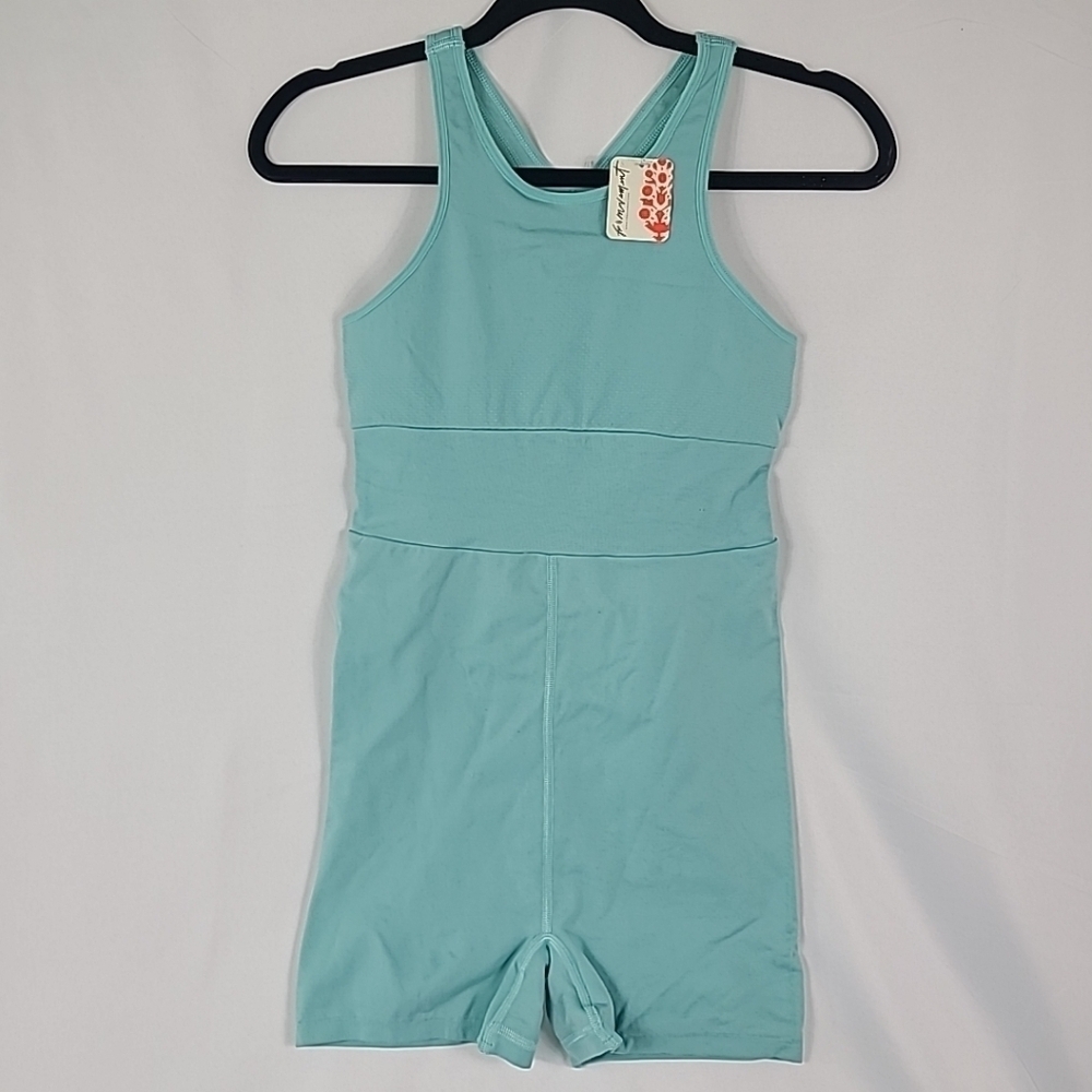 NWT Free People FP Movement Every Single Time Runsie Sz M-L Cascade Turquoise